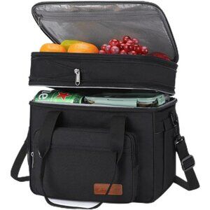 Insulated Lunch Bag Large Expandable Double Deck Leakproof Cooler Tote for Work